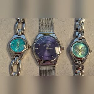 WORKING lot Butterfly Women's Watches Green Dial Silver Tone